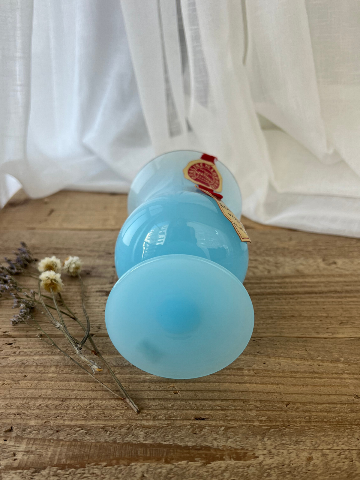Opaline Glass Blue Flower Vase 16cm| オパリンガラス ブルー 花瓶