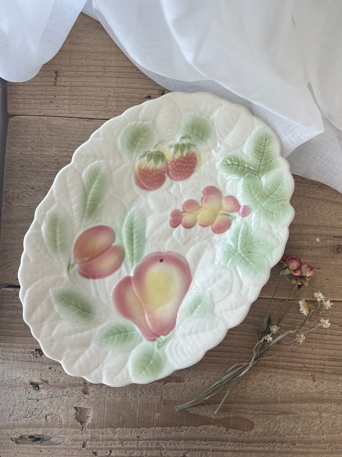 SALINS Fruits Barbotine Oval Plate 33cm｜サラン フルーツ バルボティーヌ　大皿