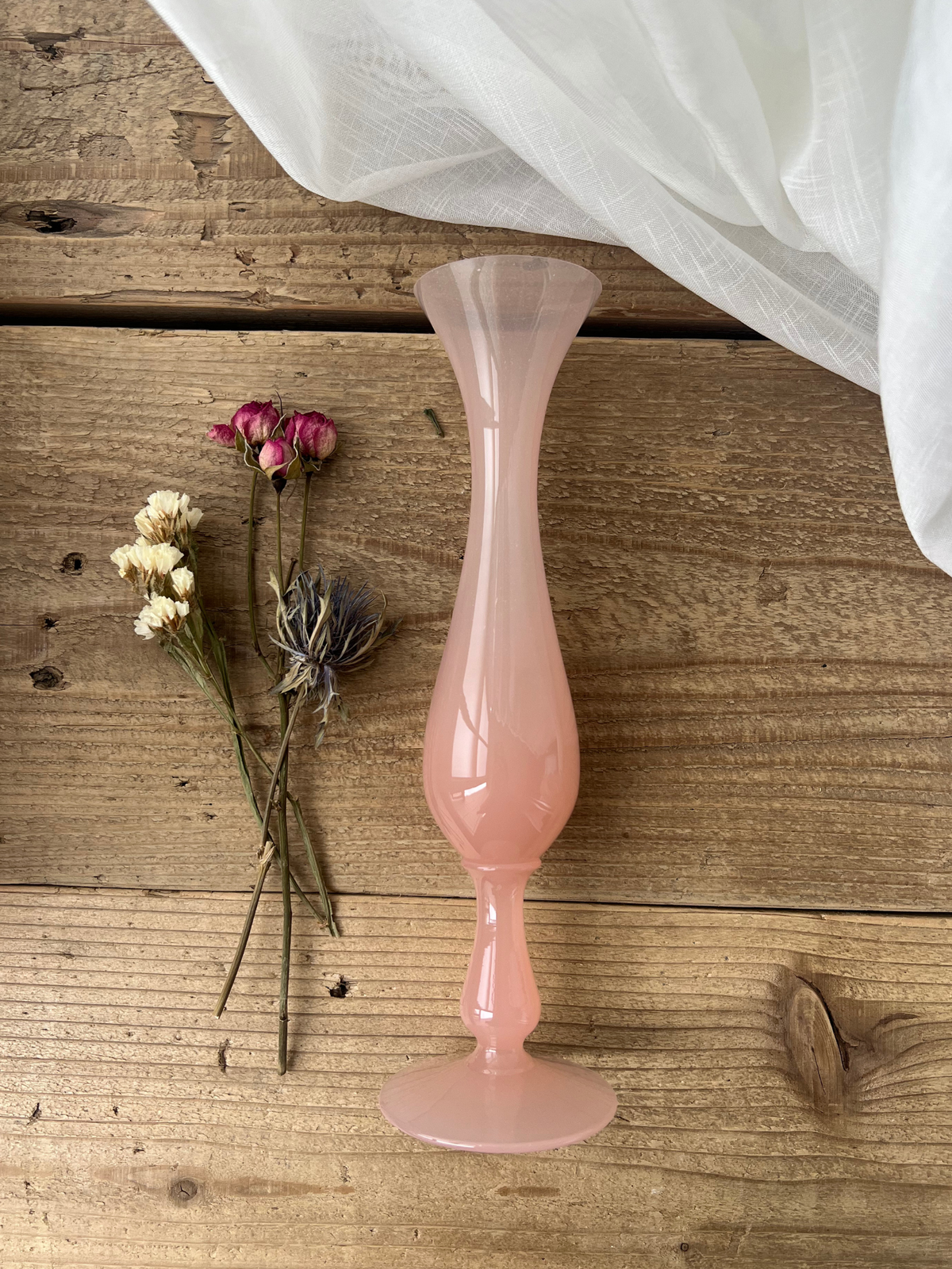Opaline Glass Soliflore Pink Flower Vase 20cm｜ オパリンガラス ソリフロー ル ピンク 一輪挿し