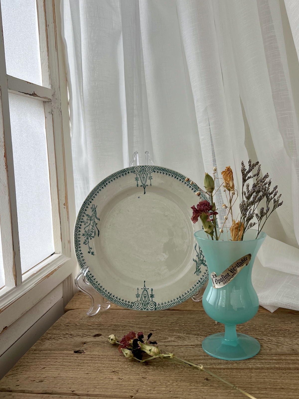 Opaline Glass Green Flower Vase 12cm｜ オパリンガラス  グリーン 一輪挿し