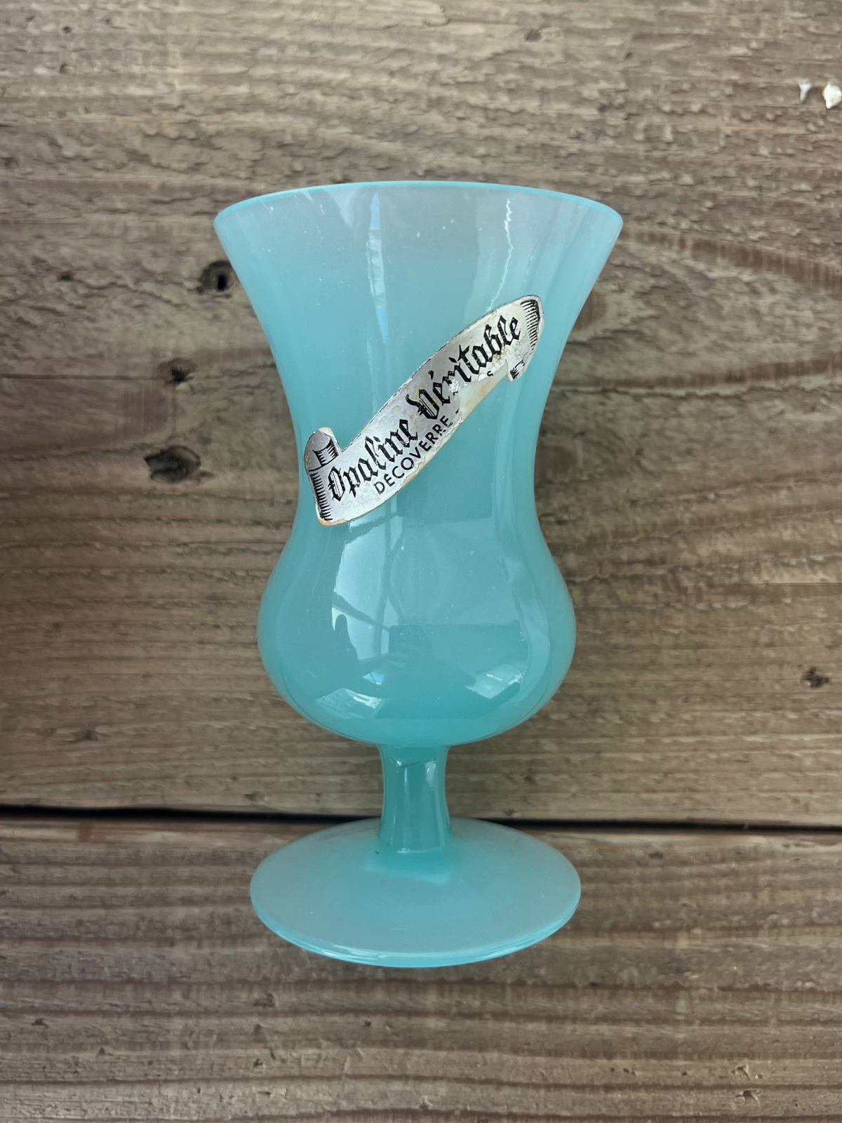 Opaline Glass Green Flower Vase 12cm｜ オパリンガラス  グリーン 一輪挿し