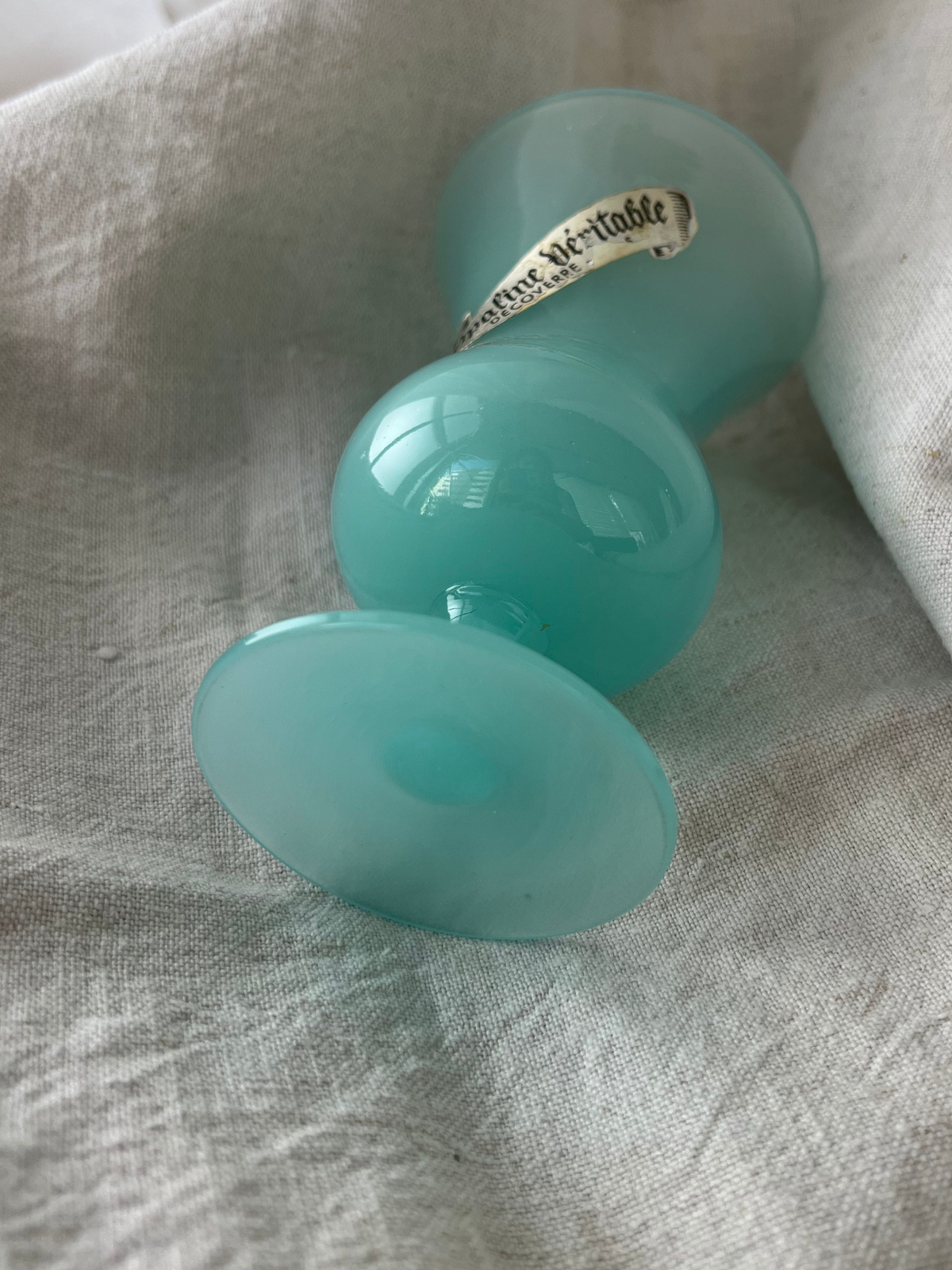 Opaline Glass Green Flower Vase 12cm｜ オパリンガラス  グリーン 一輪挿し
