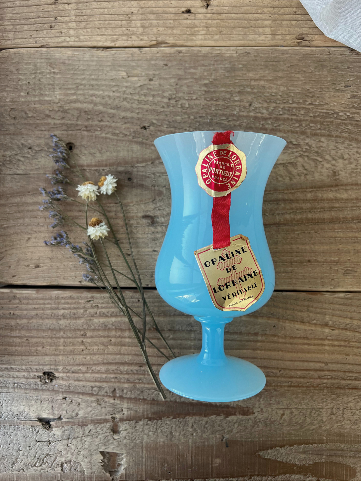 Opaline Glass Blue Flower Vase 16cm｜ オパリンガラス  ブルー 花瓶