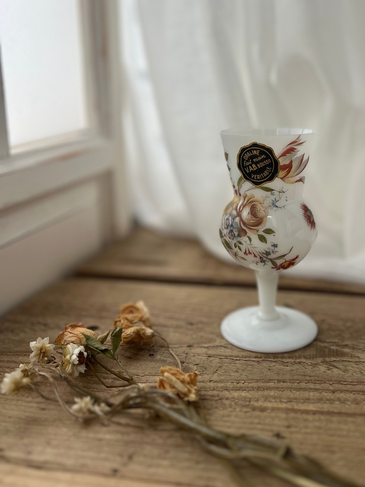 Opaline Glass Floral Flower Vase 12.5cm｜ オパリンガラス フローラル 一輪挿し