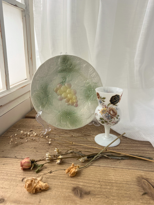 Opaline Glass Floral Flower Vase 12.5cm｜ オパリンガラス フローラル 一輪挿し