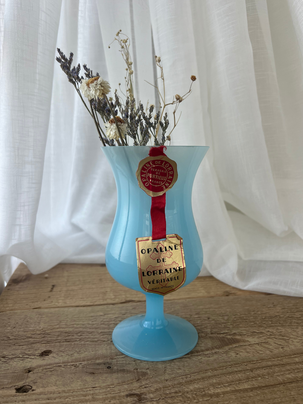 Opaline Glass Blue Flower Vase 16cm｜ オパリンガラス  ブルー 花瓶